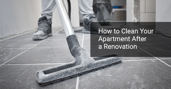 A man cleaning his apartment after a renovation